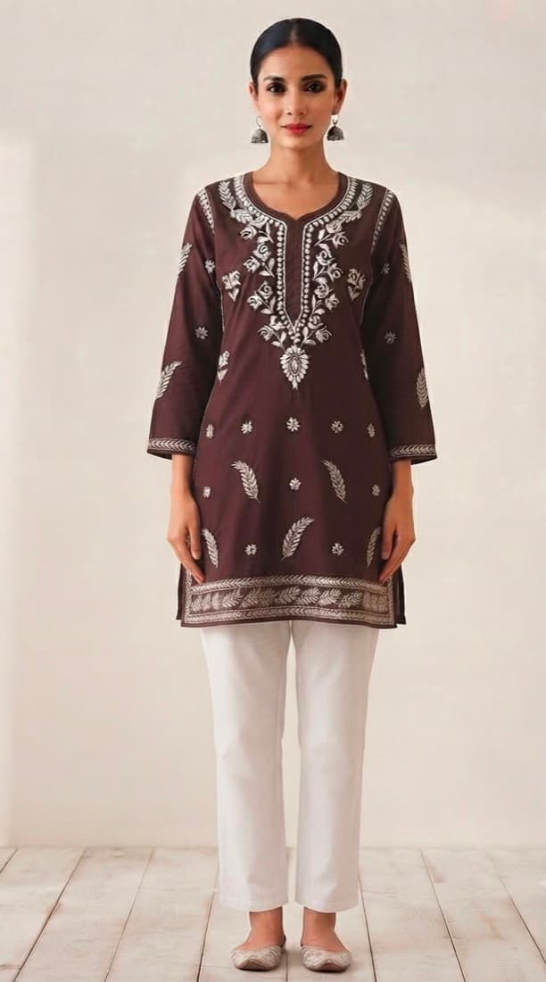 Coffee Short Kurti — Cotton · short kurti