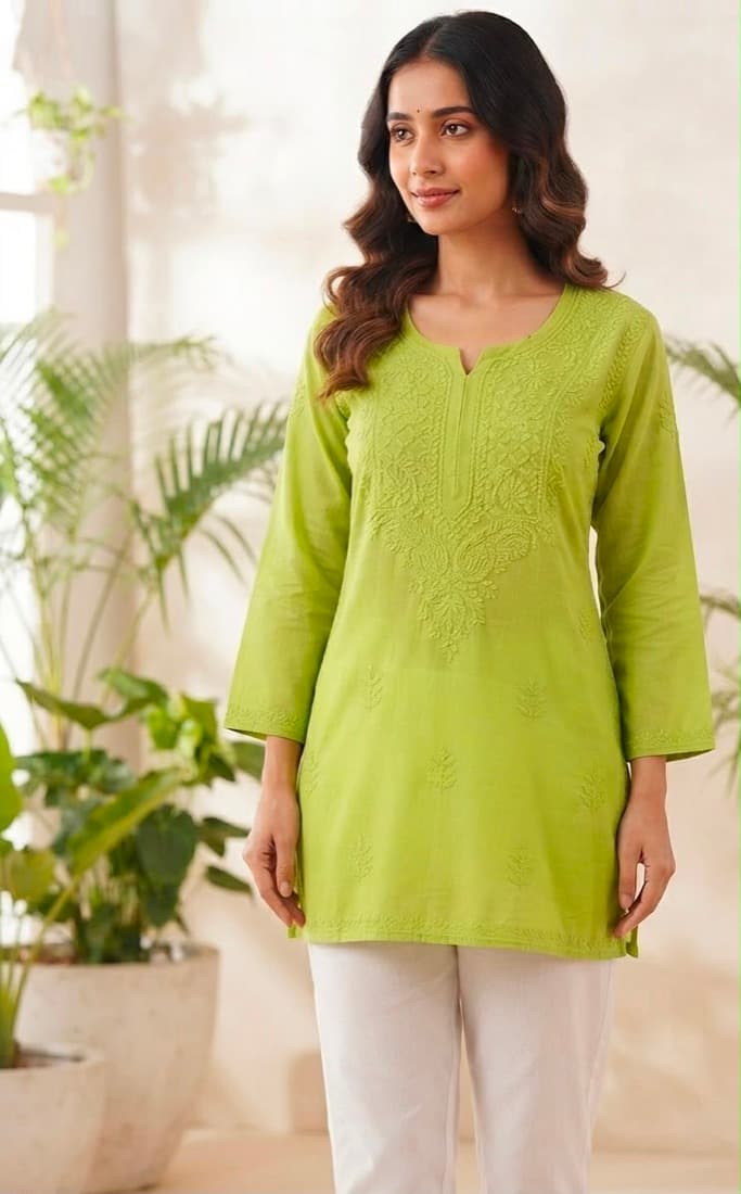 Lime Short Kurti — Cotton · short kurti